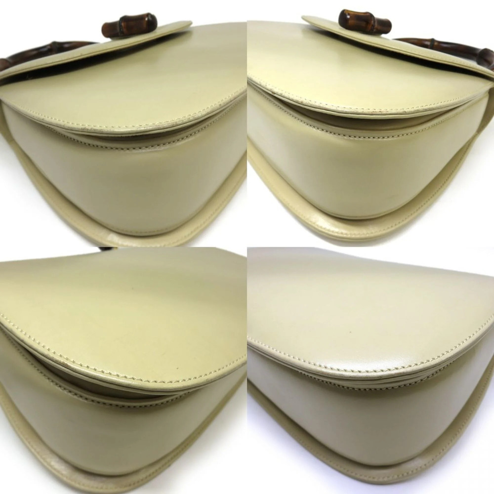 GUCCI Authentic Cream Leather Bamboo Bag - Picture 6 of 10